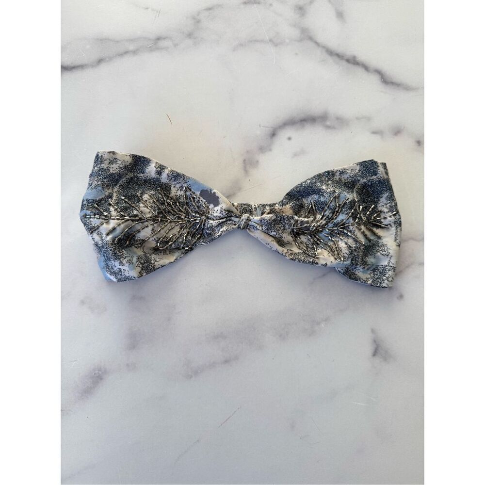 Women’s steel stormy blue metallic beaded head band stretchy